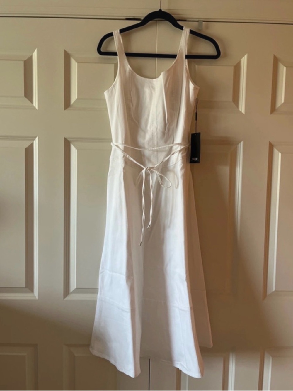 White House Black Market Sleeveless Tie-Waist Denim Dress